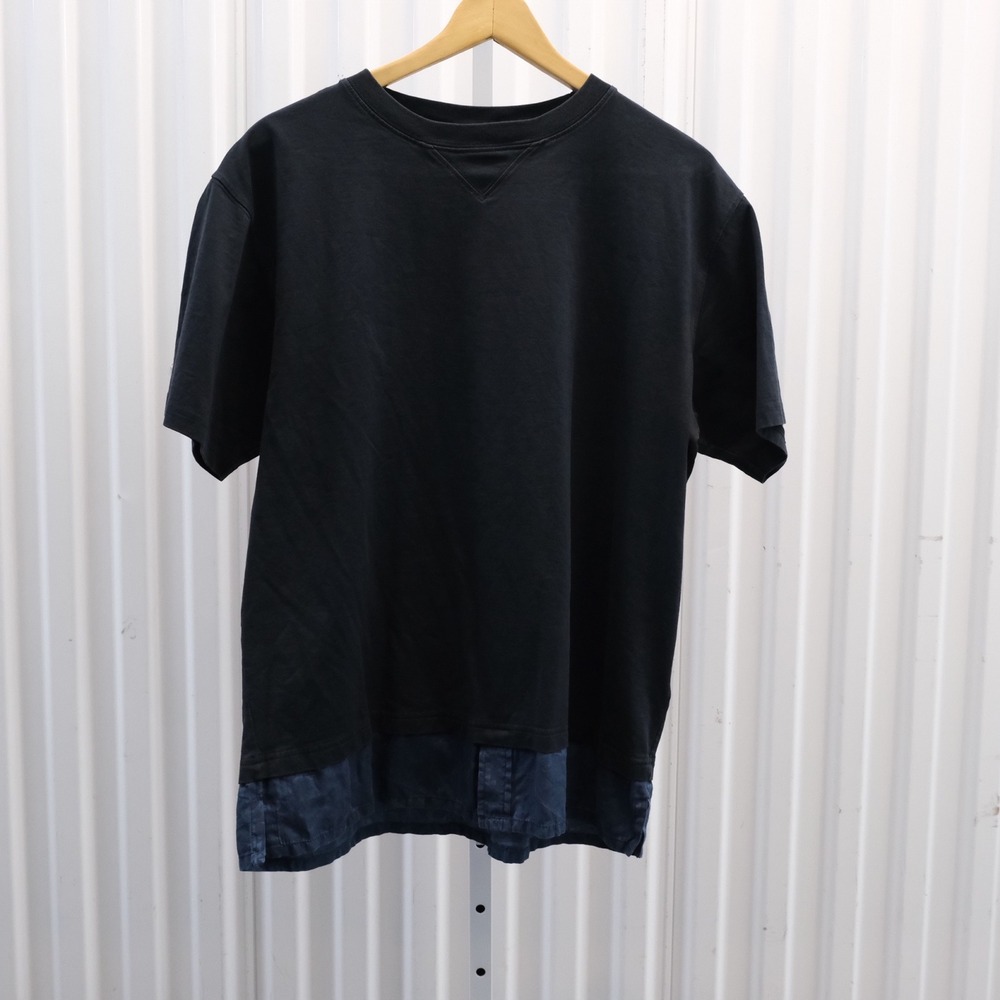Dior Oblique Jacquard Layered T-Shirt Men's Size Large Black Nave Blue